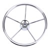Amarine-made13-1/2 Inch 5-Spoke Destroyer Style Stainless Boat Steering Wheel