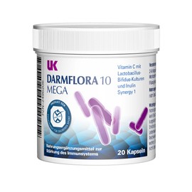 UK Darmflora 10 Mega Kapseln vegan - Hochdosierte Laktobazillus-Bifidus-Kulturen + Inulin Synergy 1 & Vitamin C