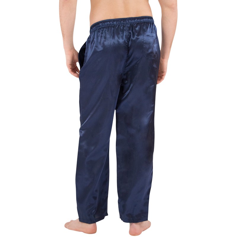 Intimo Men's Classic Satin Pajama Sleep Pants, Blue, Large