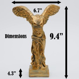 A.F.N.A.L Winged Victory of Samothrace Statue Decoration Gift, Greek & Roman Mythology Classical Goddess Indoor Figurine for Home & Office, Victoria Replica Resin Sculpture Art, 9.4" H (Gold Bronze)