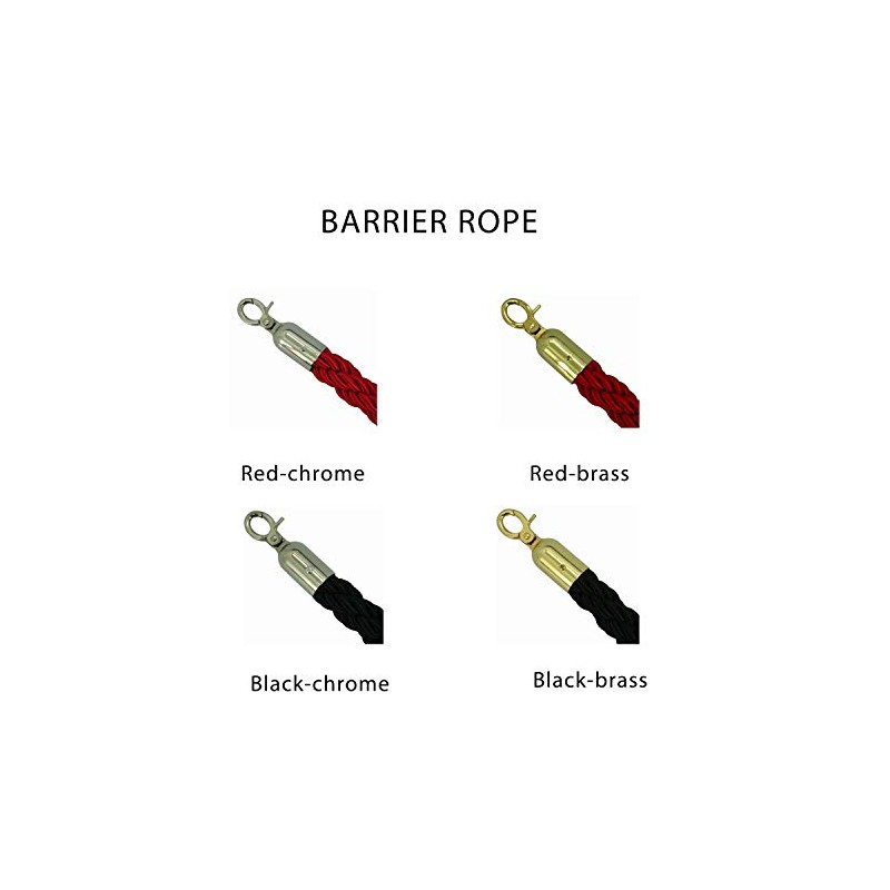 1.5m Twisted Barrier Rope Red/Chrome,Divider Crowd Control Stanchion for Hotel/Bank/Hospital/Playground/Other