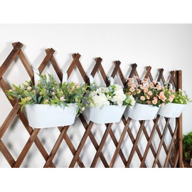 Joyfernal 10" Hanging Flower Pots, Pack of 4 White Metal Outdoor Patio Balcony Planter, Railing Planters Fence Pot with Detachable Hook & Drainage Hole for Small Plants (White, 4Pcs)