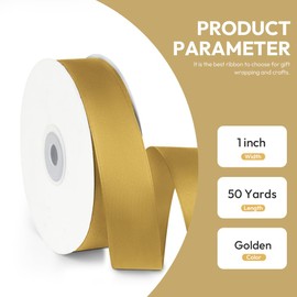 Quhora 1" x 50 Yards Satin Ribbon - Gold Silk Ribbon with Spool - Ideal for Gift Wrapping, Floral Bouquets, Crafts, Wedding Party Decorations, Christmas and Sewing Projects