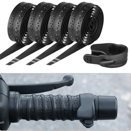 5 Piece Set Motorcycle Handlebar Accessories - 4 x Non-Slip Handlebar Tape + 1 Throttle Aid Aid Control Grip, Shock Absorbing, Sweat-Absorbing, Comfortable Grip for Long Rides