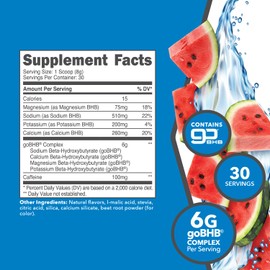 Ketologic KetoEnergy BHB (Watermelon) 30 Servings - BHB + Caffeine Exogenous Ketone Supplement