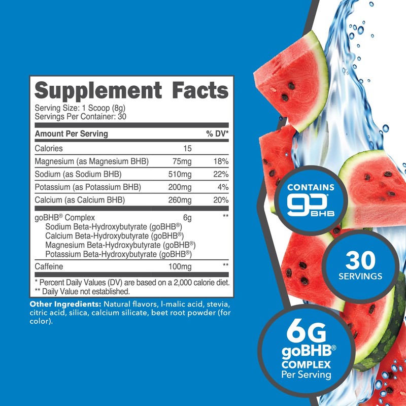 Ketologic KetoEnergy BHB (Watermelon) 30 Servings - BHB + Caffeine