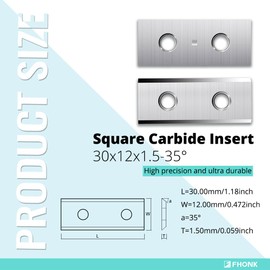 FHONK 30mm Carbide Reversible Knives, 30x12x1.5mm, 35 Degree, 10-Piece Set, Woodturning Planer Replacement Cutters (30x12x1.5-35°)