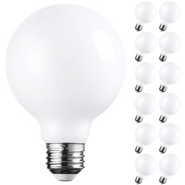 TORCHSTAR 12-Pack G25 Globe Light Bulbs LED Dimmable, Round Frosted Vanity Light Bulb for Bathroom, LED Edison Bulb, 4.5W(60W Eqv.), UL & Energy Star Listed, 500lm, E26 Base, 2700K Soft White
