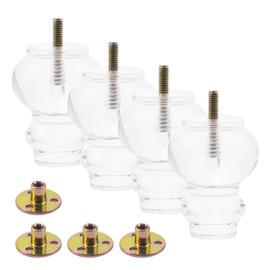Mcredy Acrylic Furniture Legs, Cabinet Furniture Legs 3.35 Inches / 85 mm Height Couch Acrylic Feet Transparent Sofa Legs Couch Furniture Legs,Pack of 4,Type-1