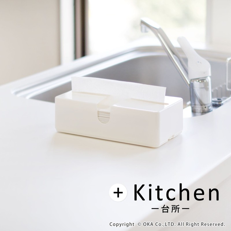 OKA Easy to Remove Paper Towel Case Pick (White) (Tissue,