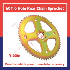 Dusledel 60T 6-Hole for # 40 41 420 High-Torque Rear Chain Steel Sprocket Replacement for Coleman CT100U CC100X for Motovox MBX10 for Baja Doodle Bug DB30 for Mega Moto MMB80 105cc Mini Bike
