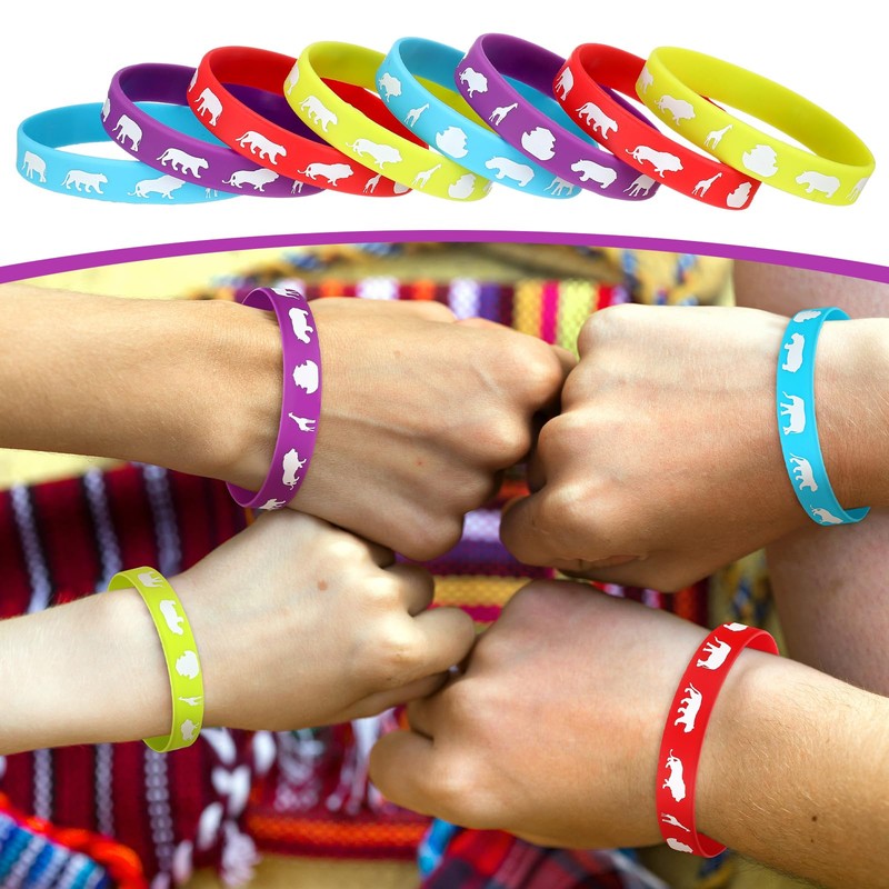 Tondiamo 48 Pcs Noah's Ark Rubber Bracelets Bulk Christian Rubber