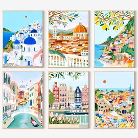 6 Packs Paint by Number for Adults,Scenery-Cityscape DIY Acrylic Oil Painting Paint by Numbers Kits on Canvas,Adults Paint by Numbers Kits Drawing Paintwork for Home Decor