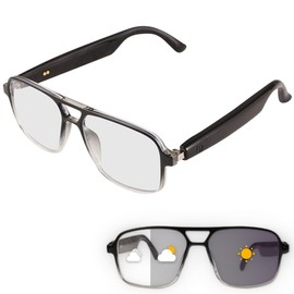 epekops Smart Glasses Bluetooth Audio Glasses Sunglasses Blue Light Glasses for Men Women Dual Mic Color-Change UV Protection