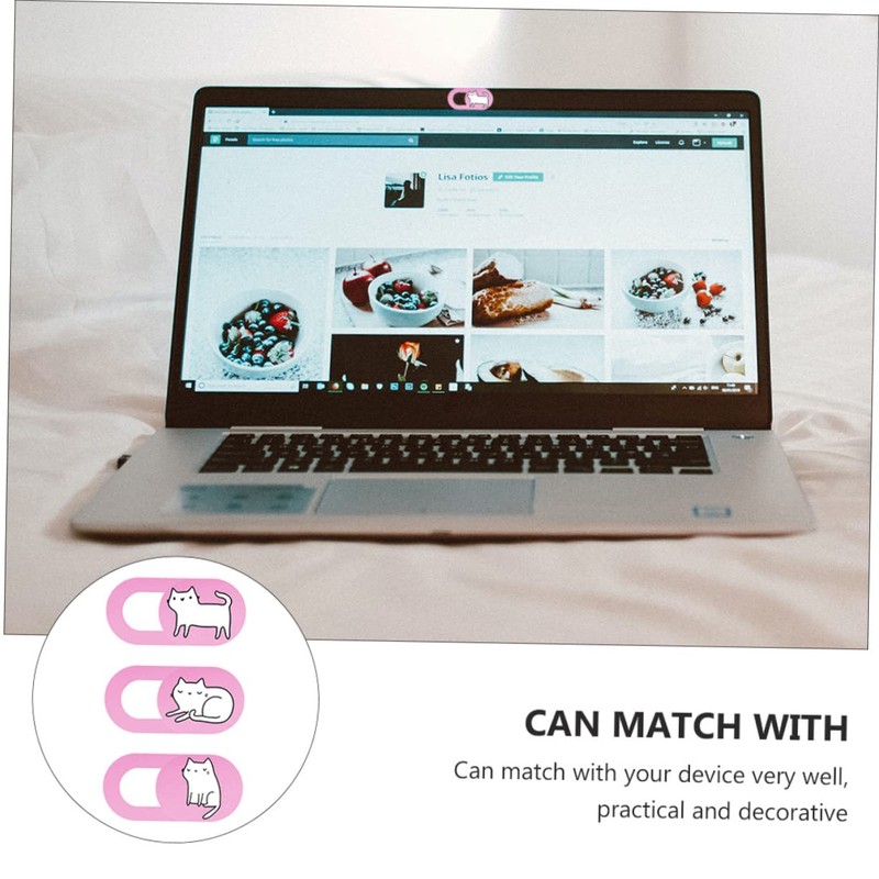 jojofuny 3pcs Adorable Cat Webcam Cover Set Slide Camera Protectors