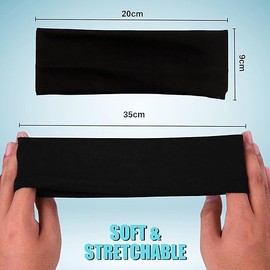 Gekvo 2 PCS of 7 cm Unisex Headbands for women's hair C Stretchy Head Band for doing Workout, Yoga, Makeup, Running Headband - Breathable Hair Band for Sweat-Wicking (Black)