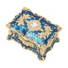 Royalblue Rhinestone Jewelry Box Ring Retro Flower Engraved Earrings Necklace