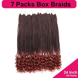 7 Packs 24 Inch Boho Goddess Box Braids Crochet Hair for Black Women (T350#, 24 Inch (Pack of 7))
