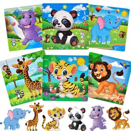 Frame Puzzle for Children, 20 Pieces, Animal Theme Puzzle, Wooden Puzzle, Cognitive Game for Children, Exquisite Children's Birthday Gift