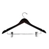 Walnut Finish Wood Combination Hanger with Non-Abrasive Clips (Set of