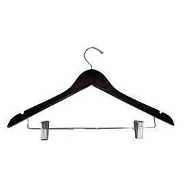 Walnut Finish Wood Combination Hanger with Non-Abrasive Clips (Set of 50)