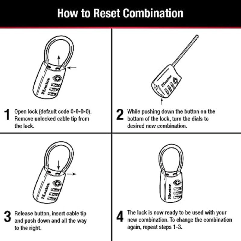 Master Lock Padlock, Set Your Own Combination TSA Locks for