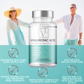 Hyaluronic Acid 1000mg Complex | 90 Capsules | High Strength | Boosted with Superfruits | Vegan