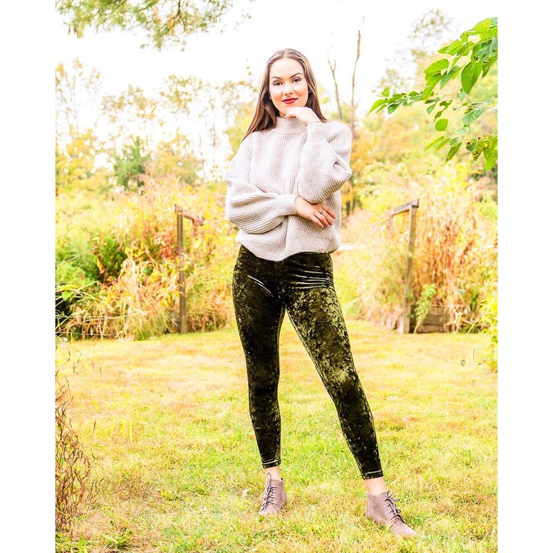 MeMoi Crushed Velvet Stretch Leggings Burgundy Small/Medium