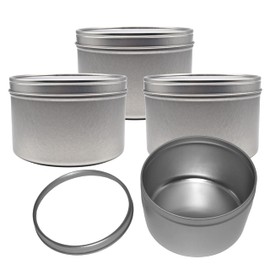 Blysk metal tins with clear slip-on lid Round, ideal for spices, candy, crafts, jewelry, cosmetics and much more (4, ROUND 16oz)