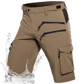 Hiauspor Men's Hiking Cargo Shorts Quick Dry Lightweight Casual Fishing Tactical Golf for Outdoor with 5 Pockets(Khaki, Large)