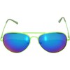 Stylish Aviator Sunglasses Mirror Lens Green Neon Metal Frame Spring