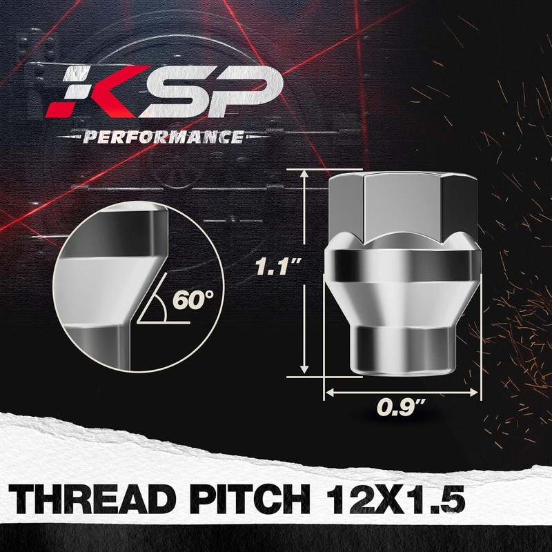 KSP 12mmx1.5 ET Extended Lug Nuts for 6 Lugs, 24PCS