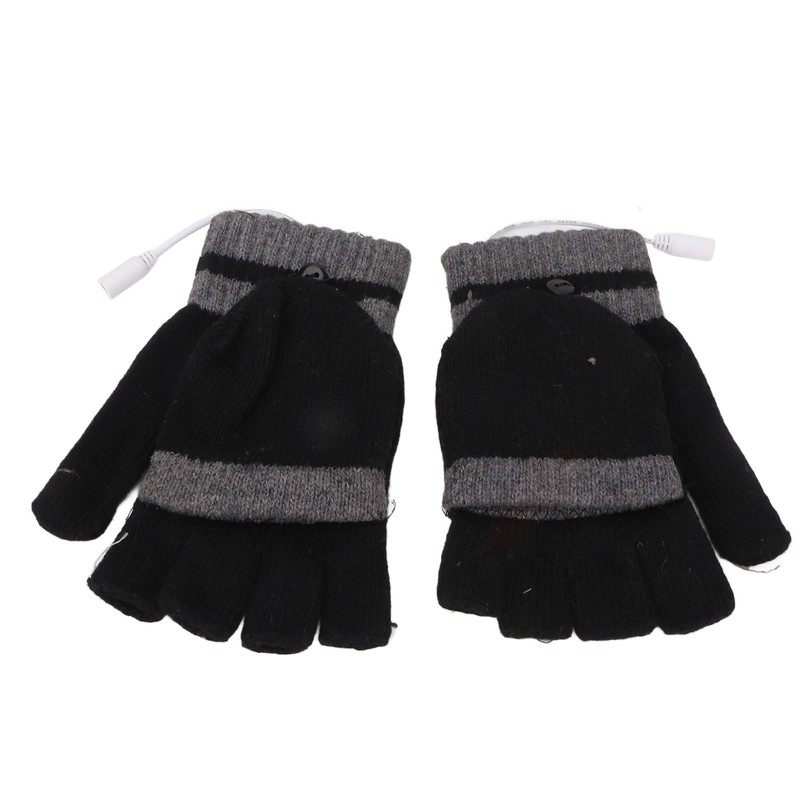Full and Half Fingers Heating Gloves USB Fingerless Knitting Electric