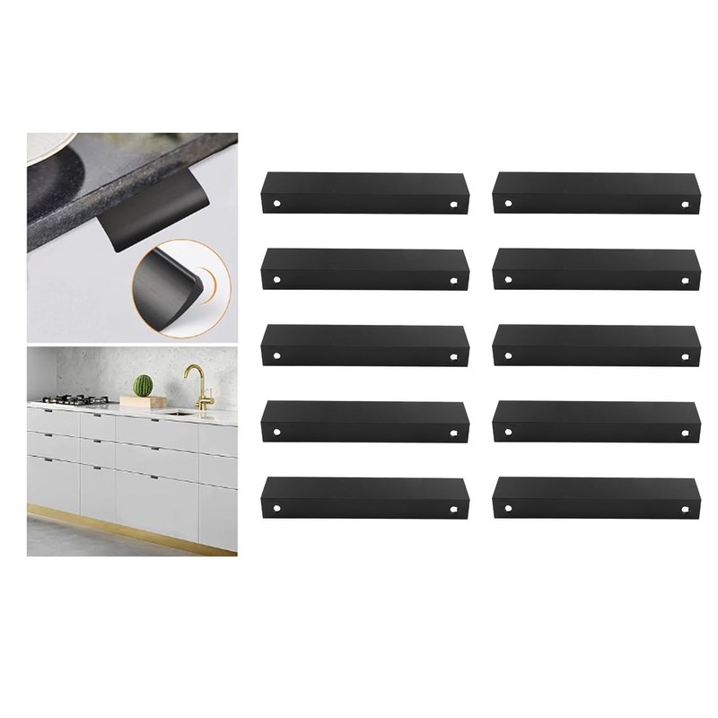 10 Pcs Finger Edge Pull Black Modern Aluminum Alloy 1mm