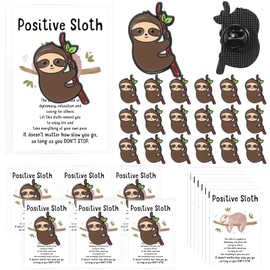 Loetere 18/36 Sets Positive Sloth Lapel Pins Bulk with Support Cards Back to School Inspirational Sloth Gifts for Students(36 Sets)