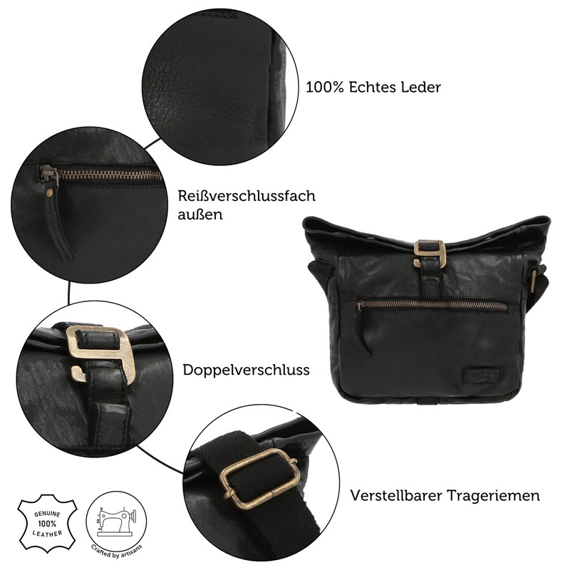 Gusti Auna Leather Shoulder Bag Black Leather, black