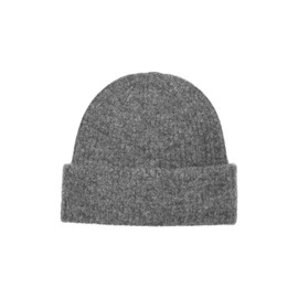SELECTED FEMME Female Rib Knit Hat, Medium Grey Melange