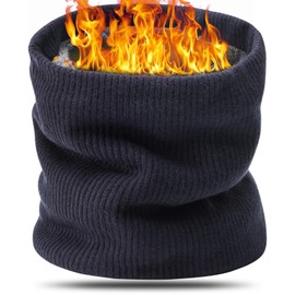 BARFULKER Winter Neck Tube Men Women Warm Lined Knitted Scarf Ski Neck Warmer Face Scarf Fleece Loop Scarf Windproof Face Mask Unisex Navy Blue, navy