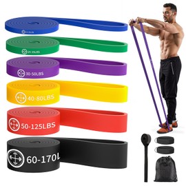 Exercise Bands，Set of 6 Resistance Bands for Working Out,Pull Up Bands Set,at Home Workout Equipment,Workout Bands for Men and Women,Instruction Guide and Carry Bag Included