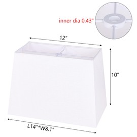 Wellmet Set of 2 Square Lampshade, 12" X14" X10" Replacement Lampshade, No Assembly Required, Classic Modern Lamp Shade for Table Lamp, Bedside Lamp, Floor Lamp, Fabric Lampshade, Spider Fitter