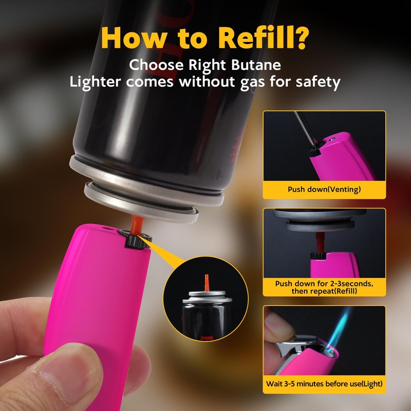 2 Pack Torch Lighter Butane Lighter,Refillable Mini Lighter for Candles