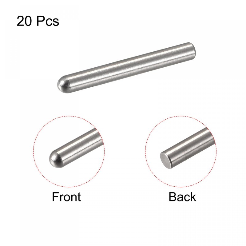 sourcing map 2x20mm Dowel Pins, 20pcs 304 Stainless Steel Round