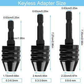 EATBALE Keyless Drill Chuck Adapter 0.3-6.5 mm and 0.3-3.6 mm and 0.8-8 mm Hex Shank Chuck 6.25mm (1/4") Quick Screwdriver Drill Bit Adapters, 0.8-3.0 mm Drill Bits for Micro Drill Bit Conversion Tool