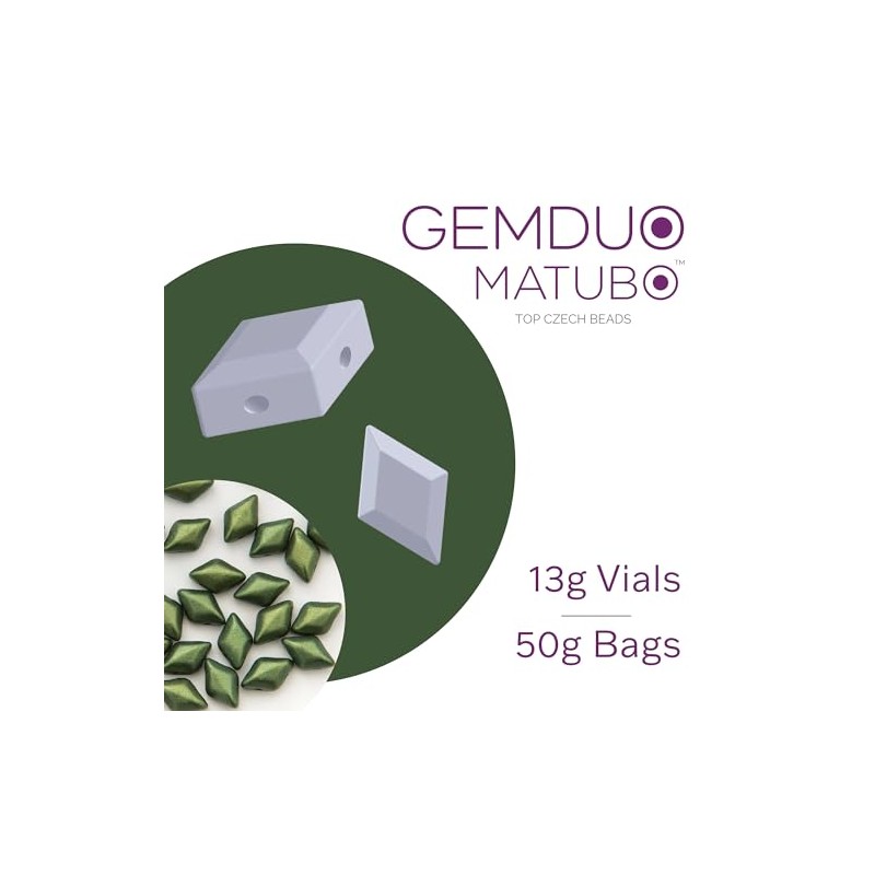 Matubo Czech Gemduo con 2 agujeros, cristal retroiluminado verde vitral,