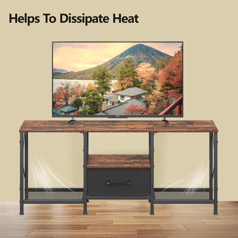 JARHETUN TV Stand with Fabric Drawer, Entertainment Center for 50