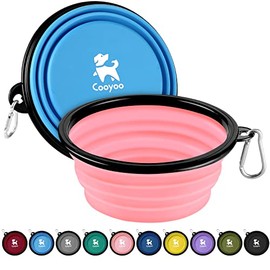 COOYOO Collapsible Dog Bowl,2 Pack Collapsible Dog Water Bowls for Cats Dogs,Portable Pet Feeding Watering Dish for Walking Parking Traveling with 2 Carabiners