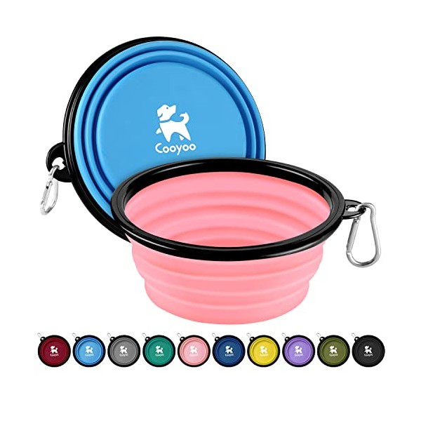 COOYOO Collapsible Dog Bowl,2 Pack Collapsible Dog Water Bowls for