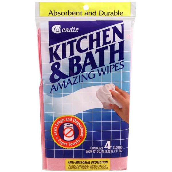 Kitchen and Bath Amazing Wipes - Absorbent and Reusable Cloth for Washing, Drying, Wiping in the Bathroom or Cuisine Surfaces | Cleaning Sink, Tiles, Bathtub, Walls, Mirror or Floors | 2-Pack by Cadie
