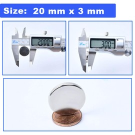 Strong Magnets for Crafts, 20x3mm Fridge Magnets Neodymium Disc, Heavy Duty Magnet s for Muti-Use, Round Rare Earth Magnet Small Whiteboards, Notice Board, DIY, Office