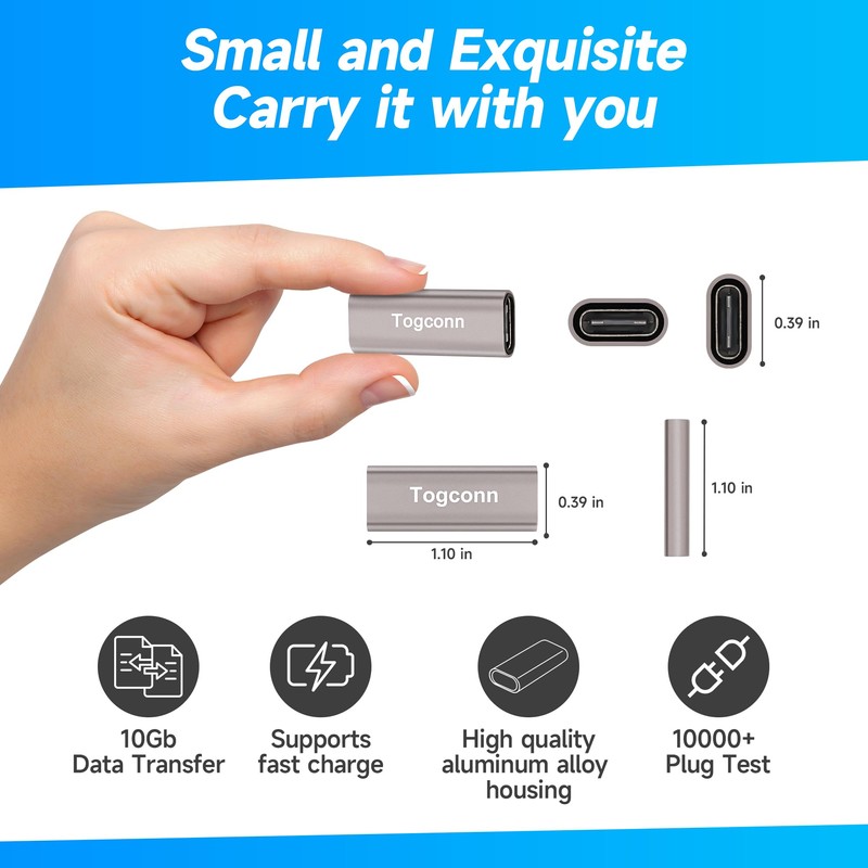 Togconn USB C Coupler 4 Pack, USB C Female to
